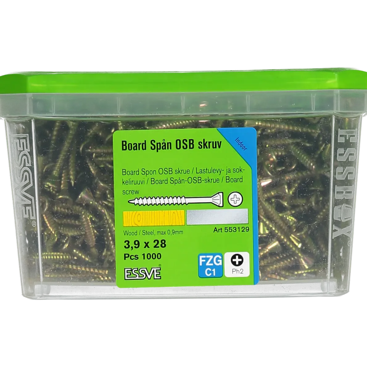 SPÅN/BOARDSKRUV PH2 HELGÄNGAD GULKROMATERAD 3,9X28 1000ST