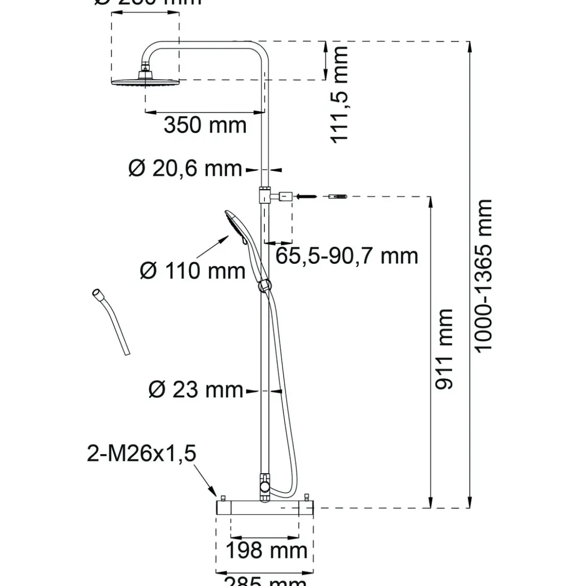 TAKDUSCHSET MAGNOLIA KROM CC160MM