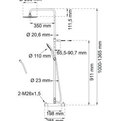 TAKDUSCHSET MAGNOLIA SVART CC160MM