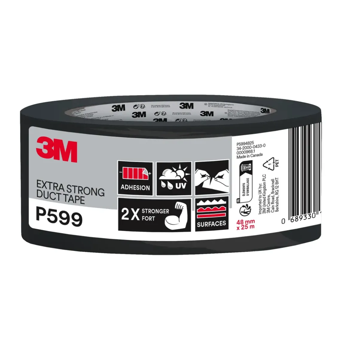 TEJP EXTRA STARK P599 SVART 48MM 25M