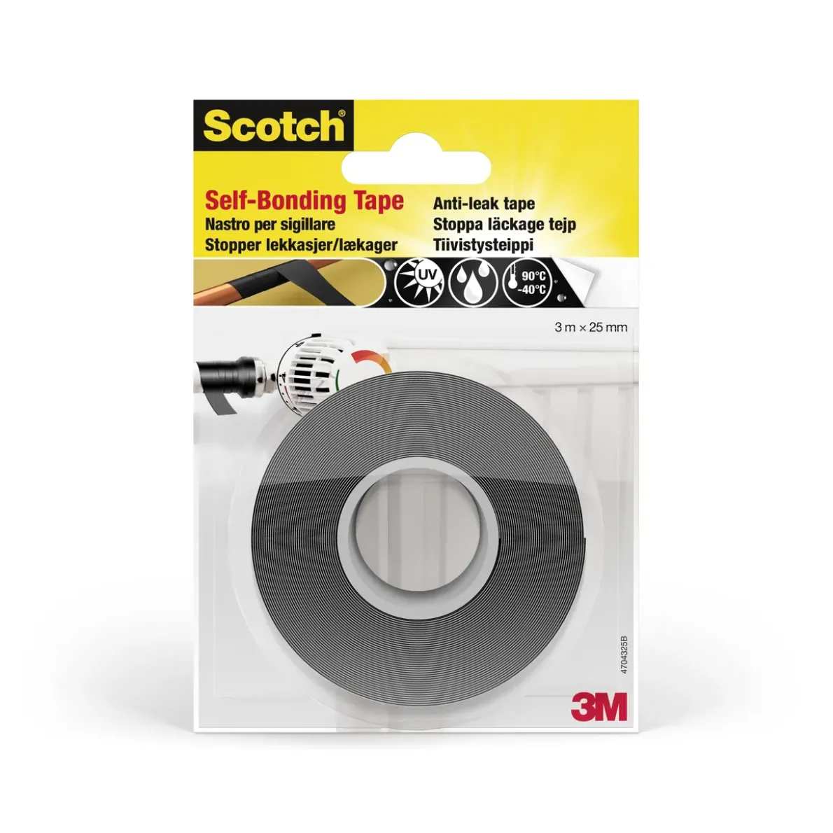 TEJP SJÄLVFÖRSLUTANDE NIU4704 REPARATIONSBAND SVART 25MM 3M