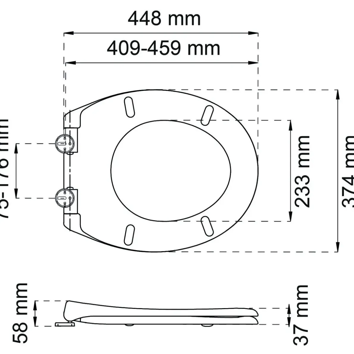 TOALETTSITS STANDARD SVART CC75-176MM