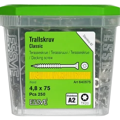 TRALLSKRUV CLASSIC ROSTFRI A2 TX20 4,8X75 250ST
