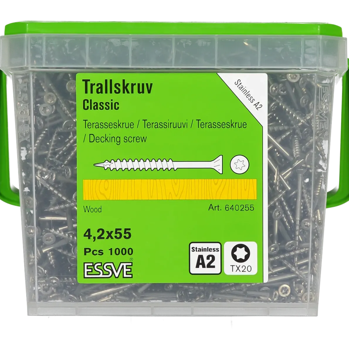 TRALLSKRUV CLASSIC ROSTFRI A2 TX20 4,2X55 1000ST
