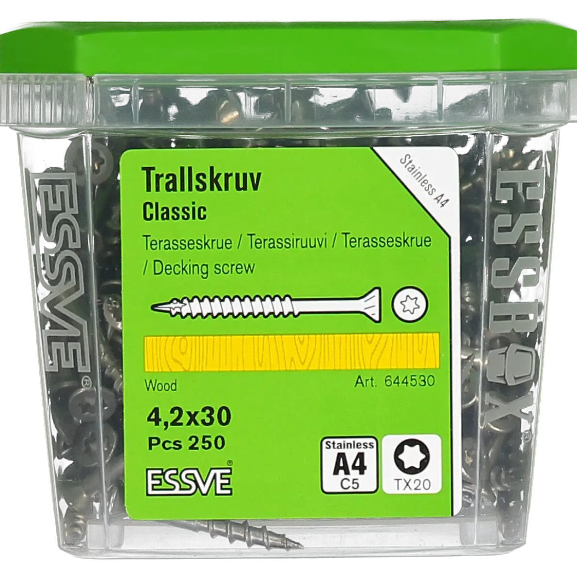 TRALLSKRUV CLASSIC ROSTFRI A4 SYRAFAST TX20 4,2X30 250ST