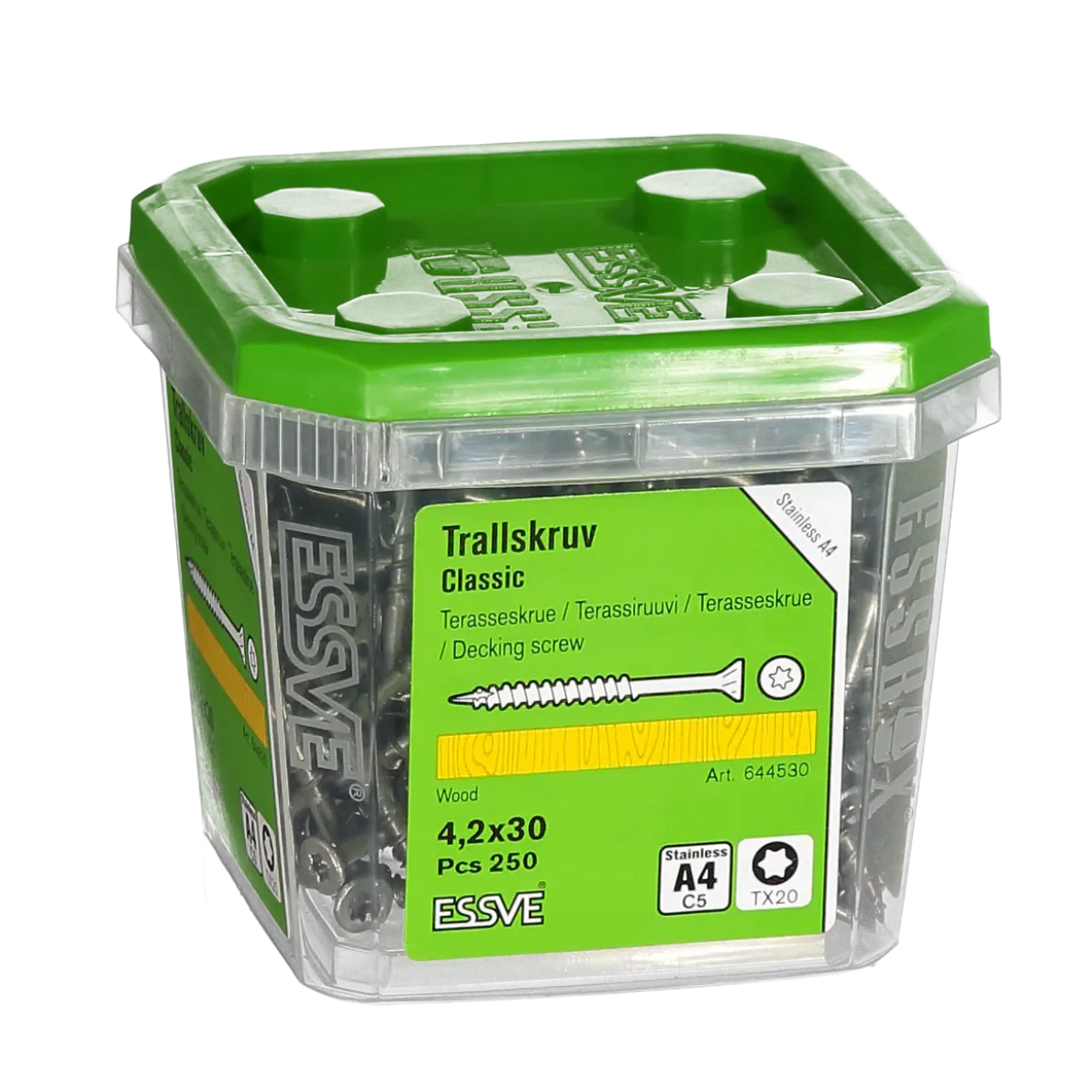 TRALLSKRUV CLASSIC ROSTFRI A4 SYRAFAST TX20 4,2X30 250ST