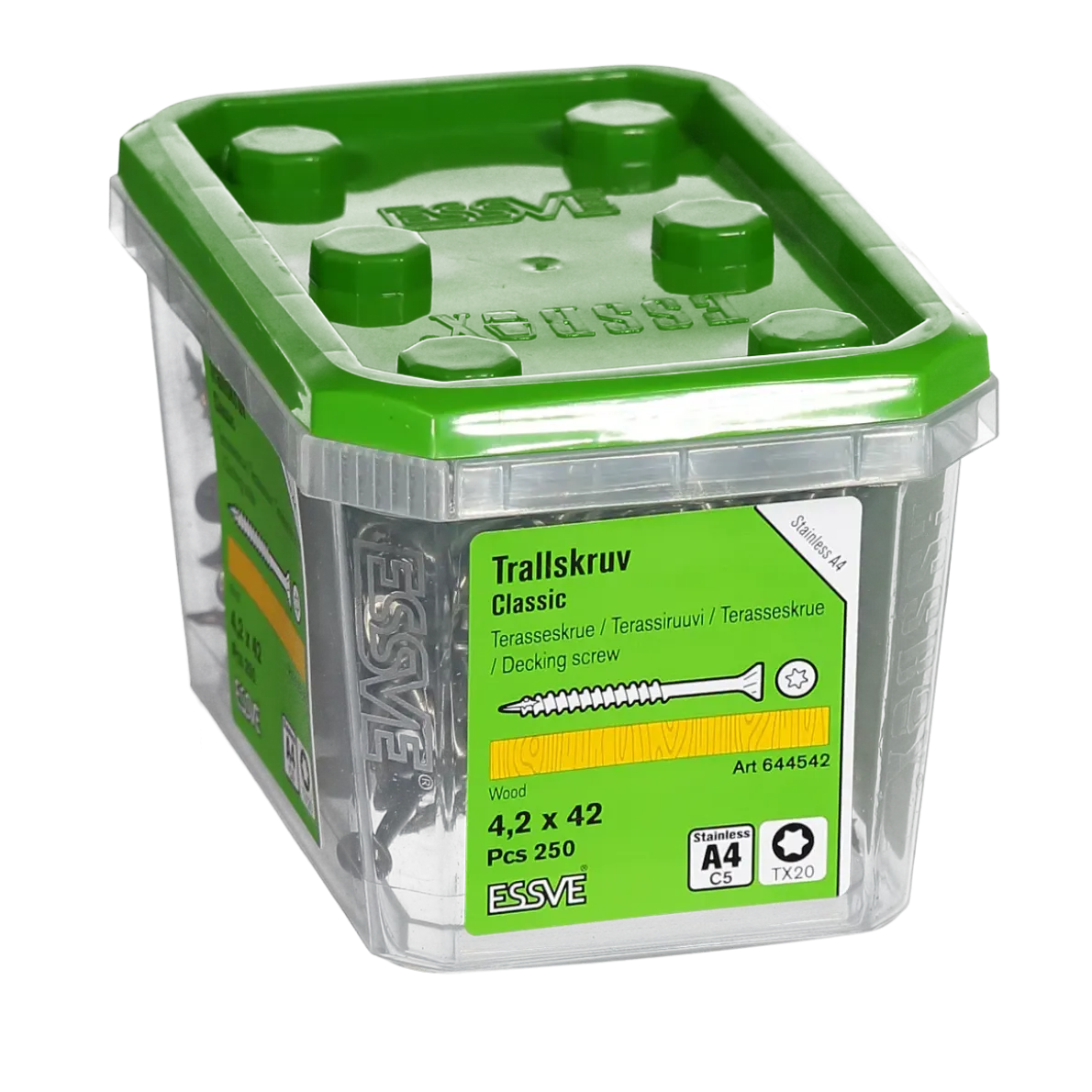 TRALLSKRUV CLASSIC ROSTFRI A4 SYRAFAST TX20 4,2X42 250ST