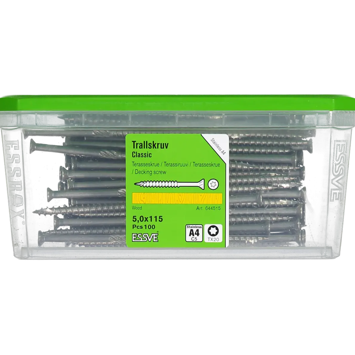 TRALLSKRUV CLASSIC ROSTFRI A4 SYRAFAST TX20 5,0X115 100ST