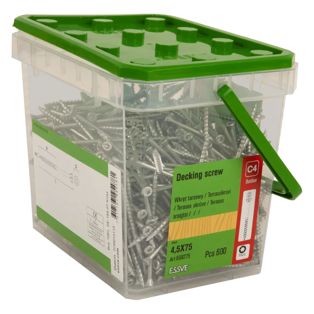 TRALLSKRUV CORRSEAL TX20 4,5X75 600ST