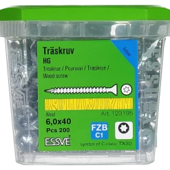 TRÄSKRUV FÖRSÄNKT HUVUD TX30 HELGÄNGAD FZB 6,0X40 200ST