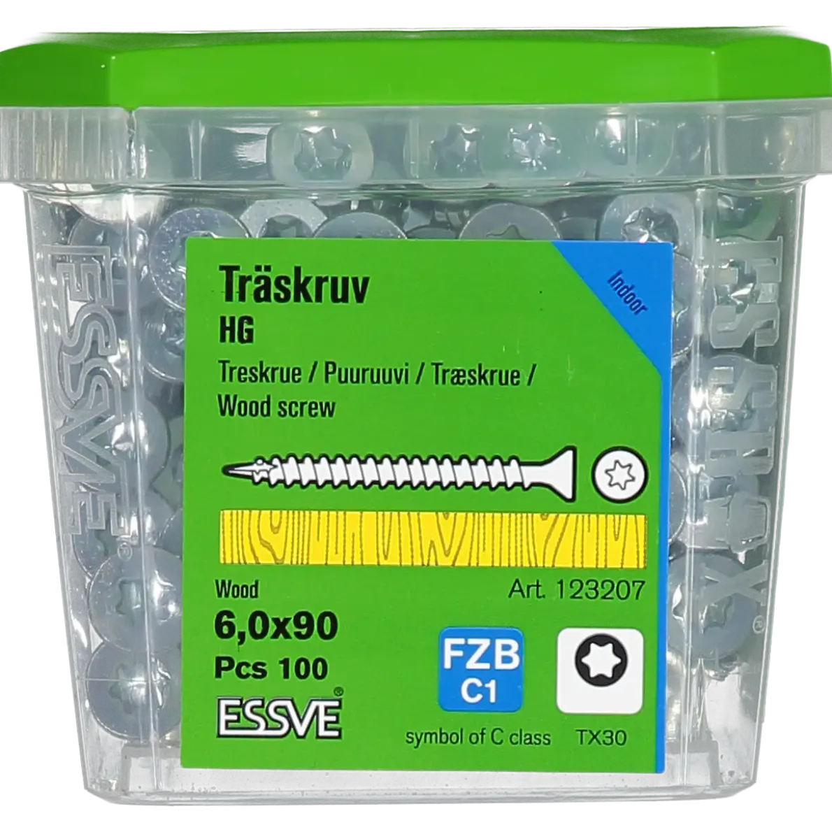 TRÄSKRUV FÖRSÄNKT HUVUD TX30 HELGÄNGAD FZB 6,0X90 100ST