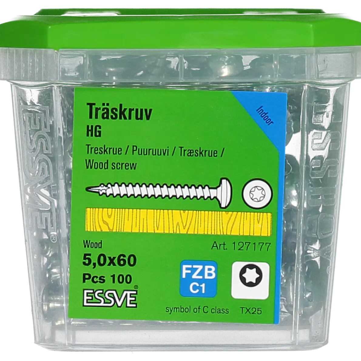 TRÄSKRUV KULLRIGT HUVUD TX25 HELGÄNGAD FZB 5,0X60 100ST