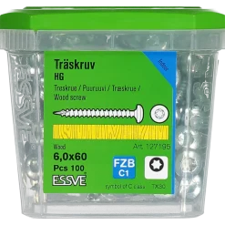 TRÄSKRUV KULLRIGT HUVUD TX30 HELGÄNGAD FZB 6,0X60 100ST