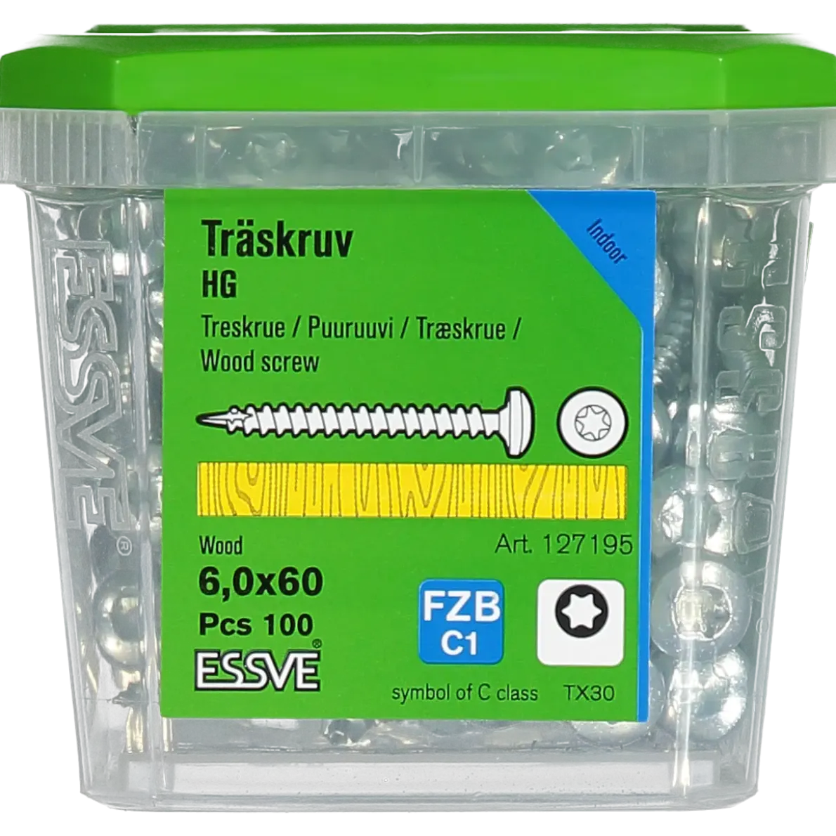 TRÄSKRUV KULLRIGT HUVUD TX30 HELGÄNGAD FZB 6,0X60 100ST