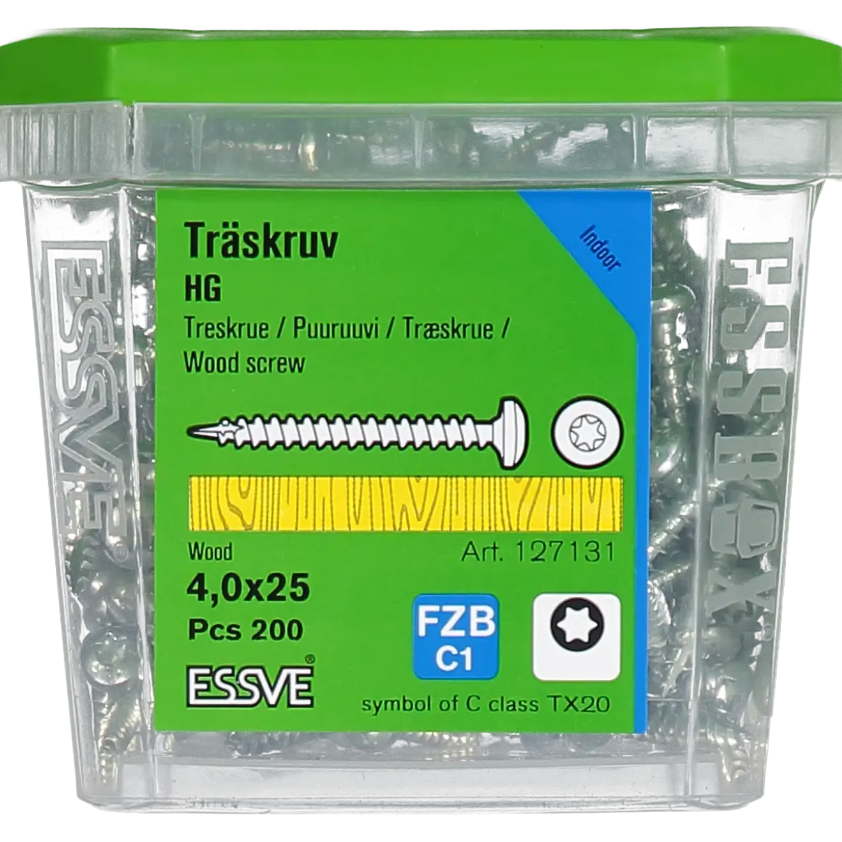 TRÄSKRUV KULLRIGT HUVUD TX20 HELGÄNGAD FZB 4,0X25 200ST