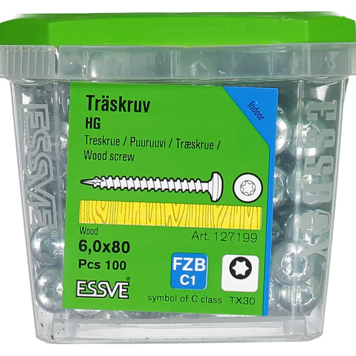 TRÄSKRUV KULLRIGT HUVUD TX30 HELGÄNGAD FZB 6,0X80 100ST