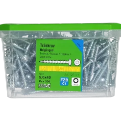 TRÄSKRUV KULLRIGT HUVUD TX25 HELGÄNGAD FZB 5,0X40 200ST