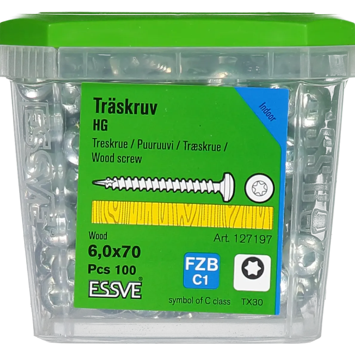 TRÄSKRUV KULLRIGT HUVUD TX30 HELGÄNGAD FZB 6,0X70 100ST