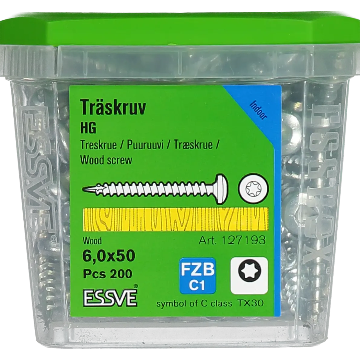 TRÄSKRUV KULLRIGT HUVUD TX30 HELGÄNGAD FZB 6,0X50 200ST