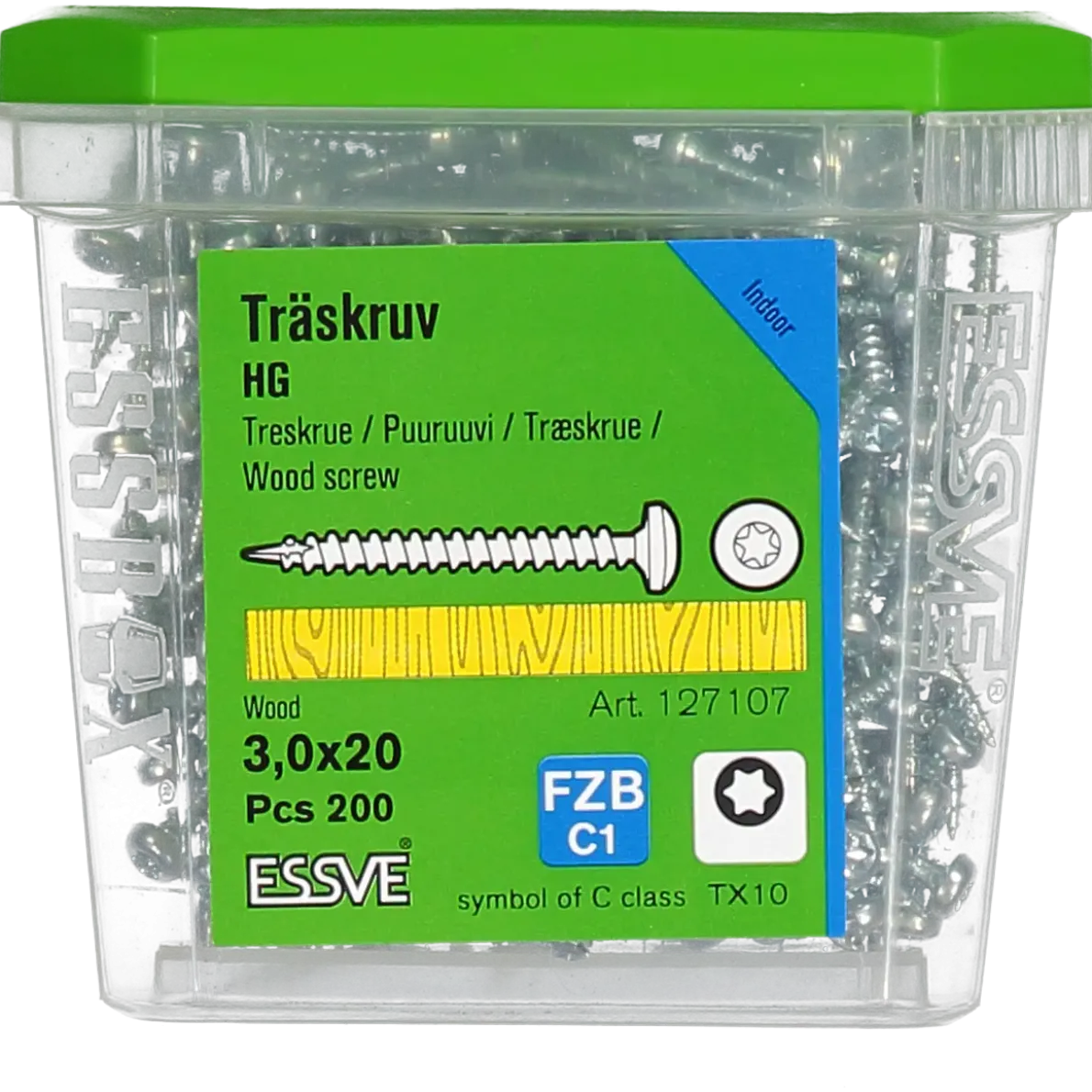 TRÄSKRUV KULLRIGT HUVUD TX10 HELGÄNGAD FZB 3,0X20 200ST