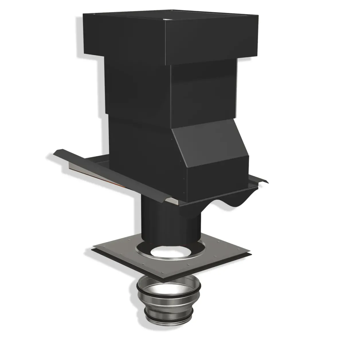 VENTILATIONSHUV 2-KUP ISOLERAD SVART 1-KAN 160/125MM