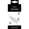VÄGGLADDARE USB-A + USB-C PD QC SMARTLINE VIT 100-240V 20W