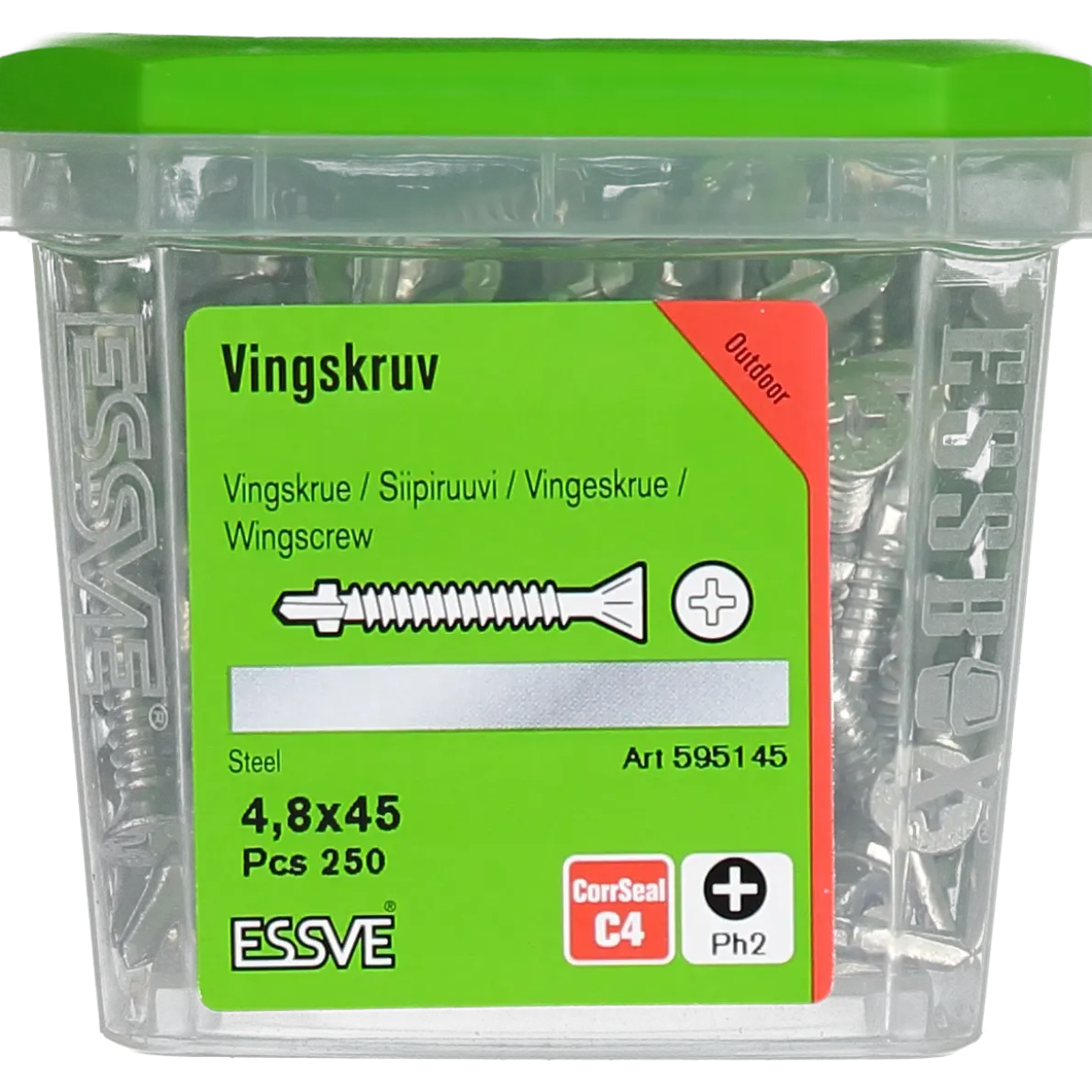 VINGSKRUV FÖRSÄNKT HUVUD PH2 BORRSPETS CORRSEAL 4,8X45 250