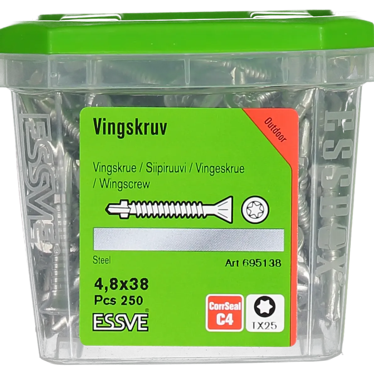 VINGSKRUV FÖRSÄNKT HUVUD TX25 BORRSPETS CORRSEAL 4,8X38 250