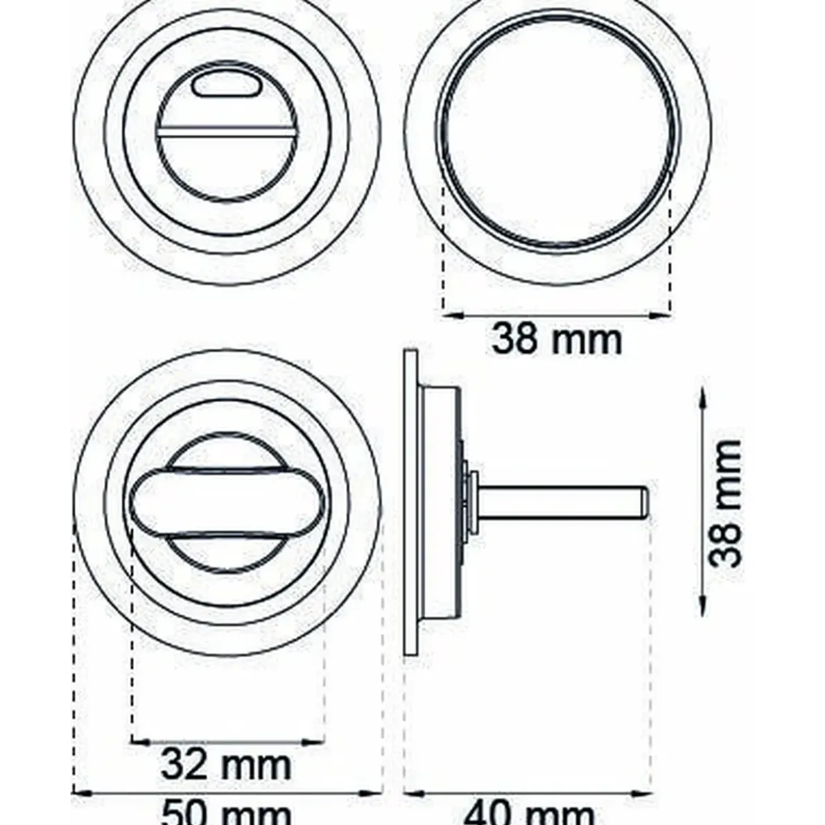 WC-BESLAG SKJUTDÖRR KROM D40MM